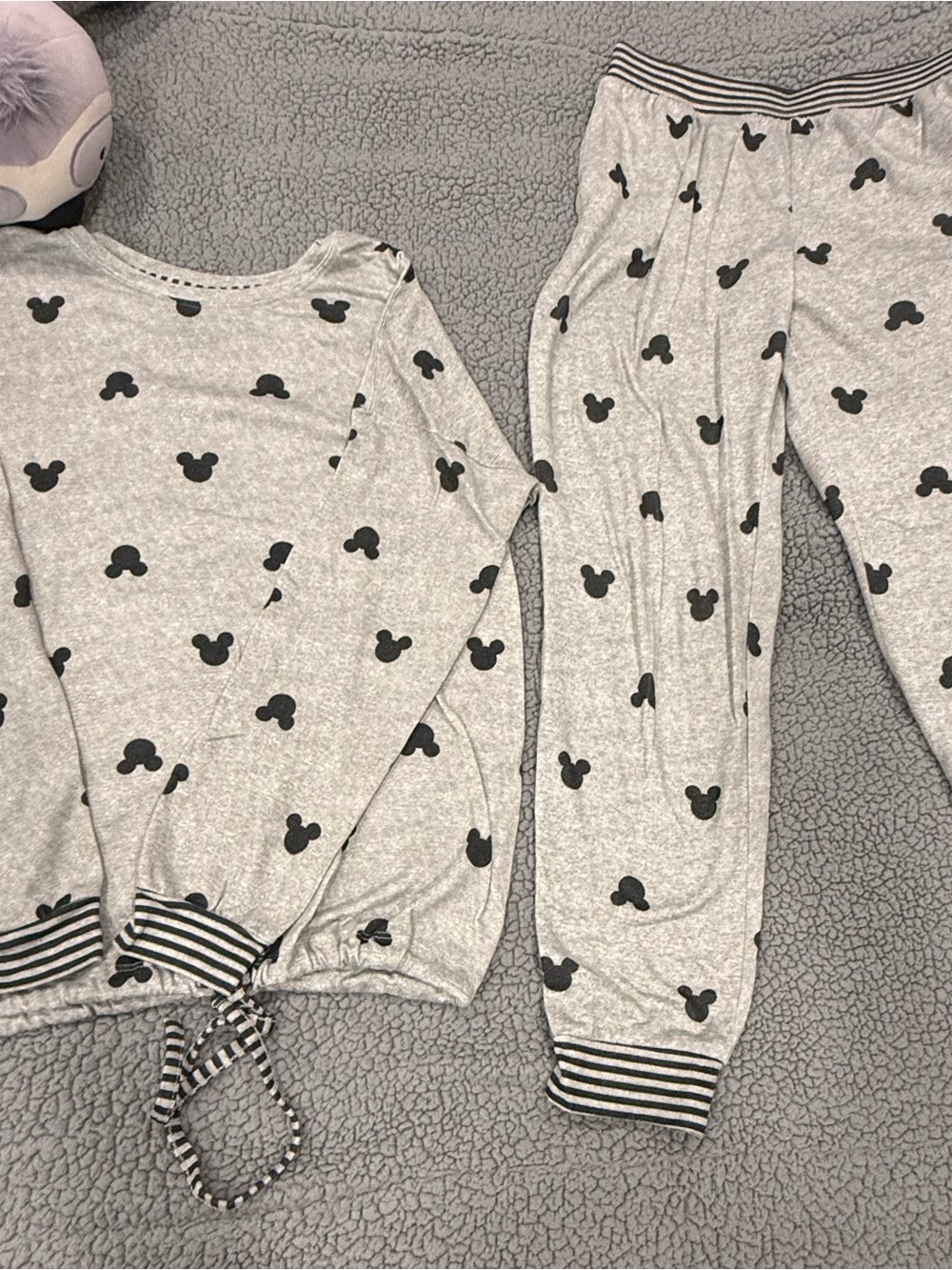 Disney Gray and Black Mickey Head Pajama Set